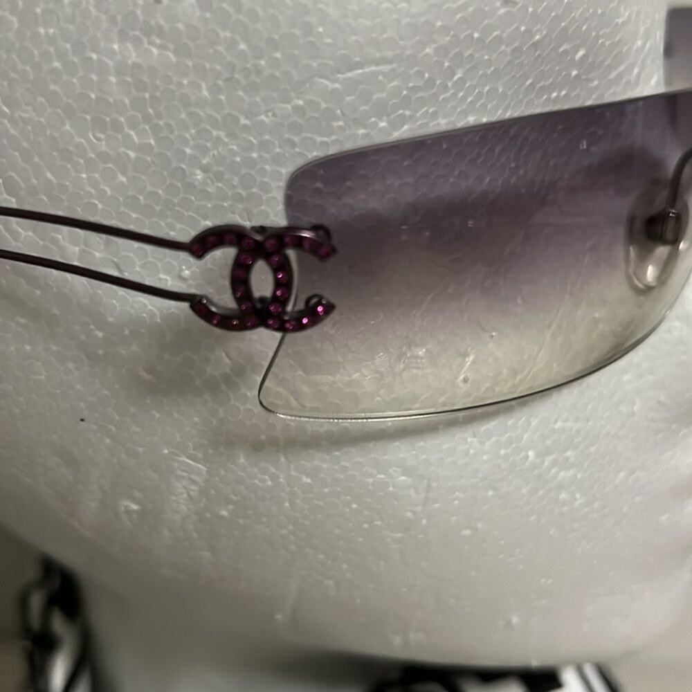 CHANEL RHINESTONE PINK TINTED RIMLESS SUNGLASSES‎ - Picture 3 of 8